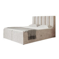 BOXBETT TOKIO mit 2 Bettkästen, 140x200, Farbe: Beige, Velourstoff, Doppelbett mit Bonell-Matratze - Beige, Holz/Kunststoff (140/200cm) - Alpi-Möbel
