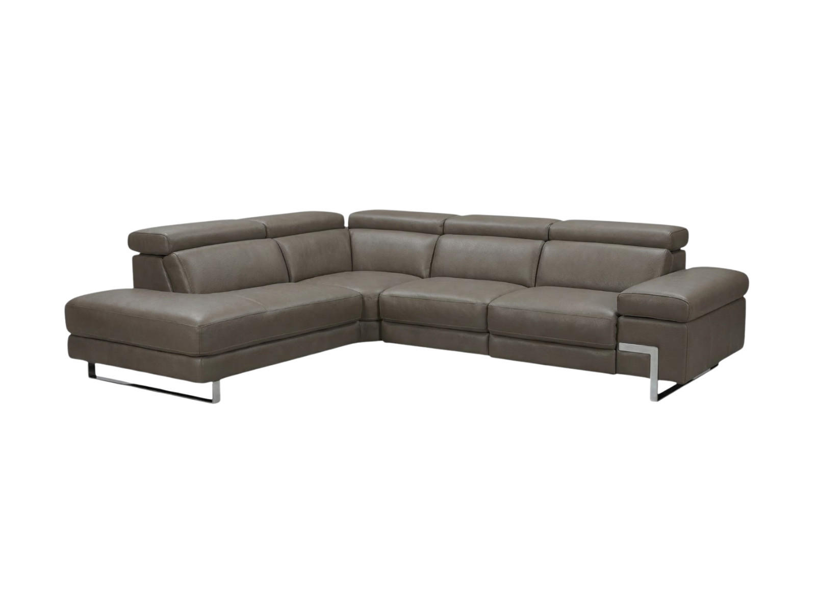 ECKSOFA Opera Echtleder Greige - Greige, Leder/Metall (218/269cm)