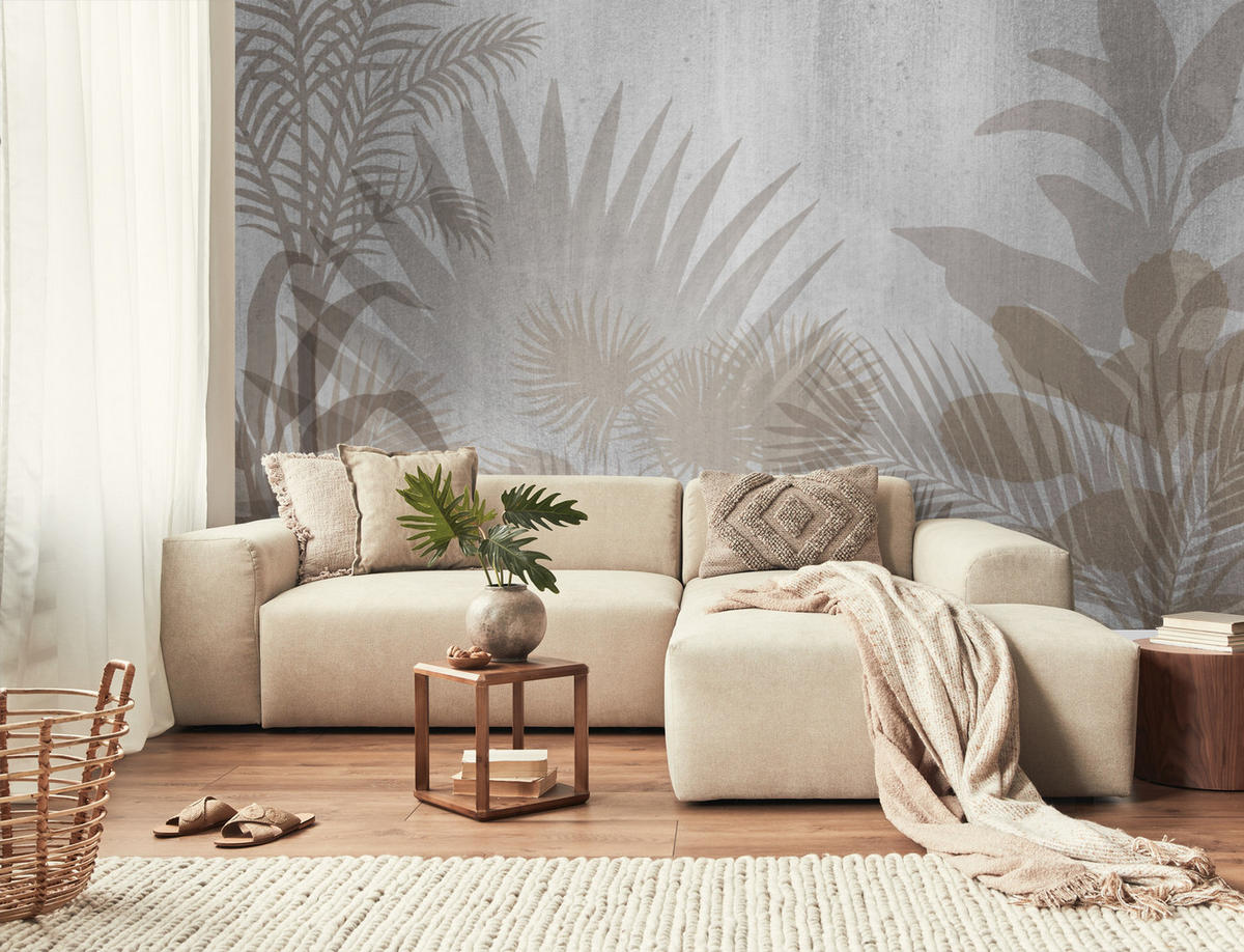 FOTOTAPETE tropische Pflanzen 375 x 270 cm - Beige, Papier (375/270cm) - Sanders & Sanders