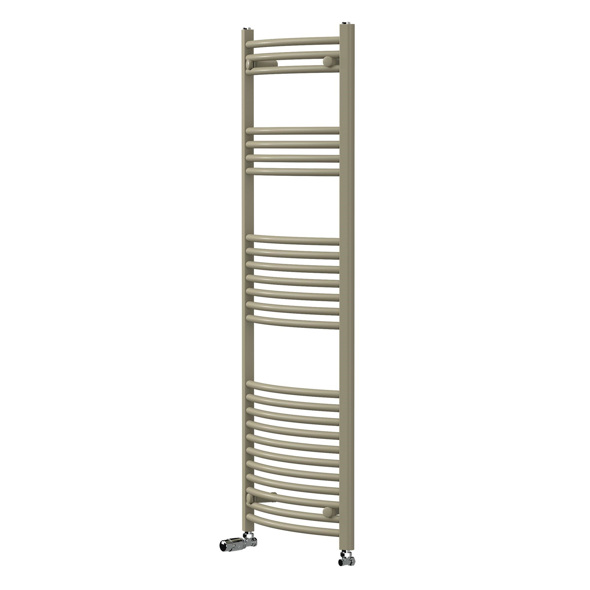 HANDTUCHHEIZKÖRPER 500 x 1500 mm Beige mit Thermostatventil Badheizkörper gebogen mit Seitenanschluss - Beige, Metall (50/150/3cm) - LuxeBath