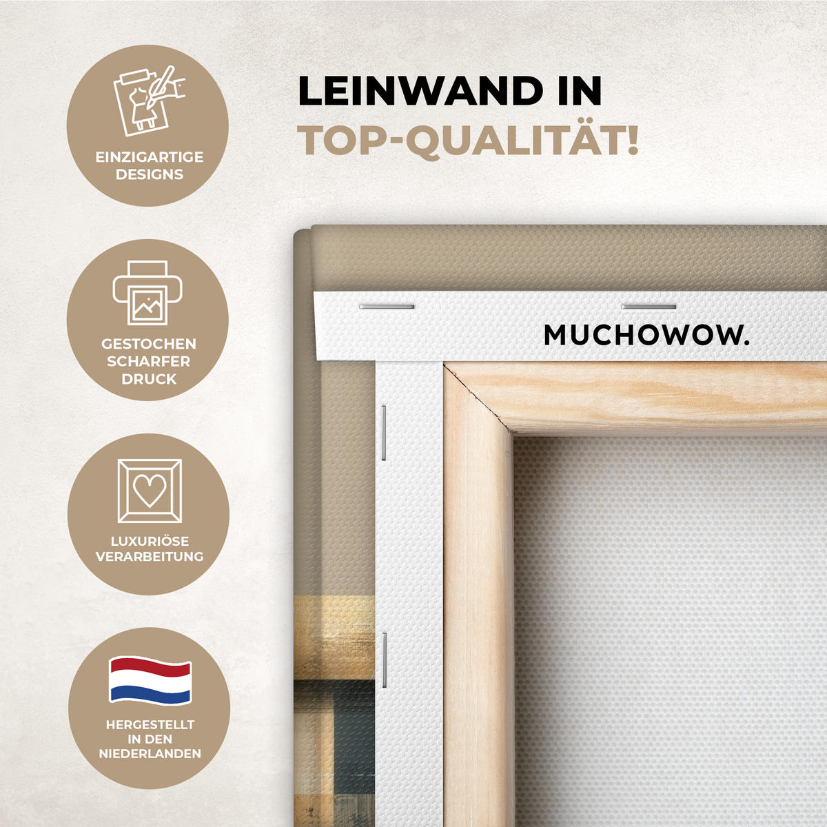 LEINWANDBILD Abstrakt - Formen - Beige - Texturen Deko Wohnzimmer 20x30 cm - Beige, Textil (20/30cm) - MuchoWow