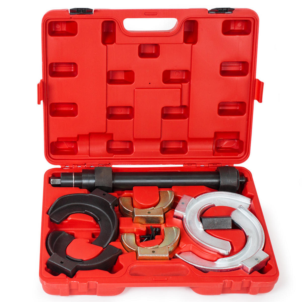 FEDERSPANNER Universal ,übersichtliche Anordnung im Kunststoffkoffer,rot - Rot, Metall (4.9/3.85/1.25cm) - tectake