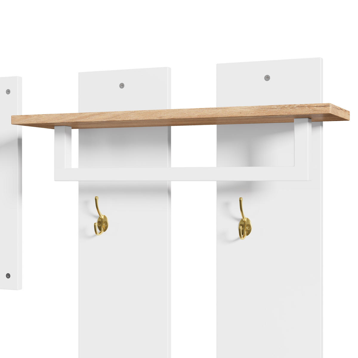 GARDEROBE 130x35x124.5cm mit Spiegel, LED und Schuhbank - Weiß, Holzwerkstoff (130/124.5/35cm) - FLIEKS