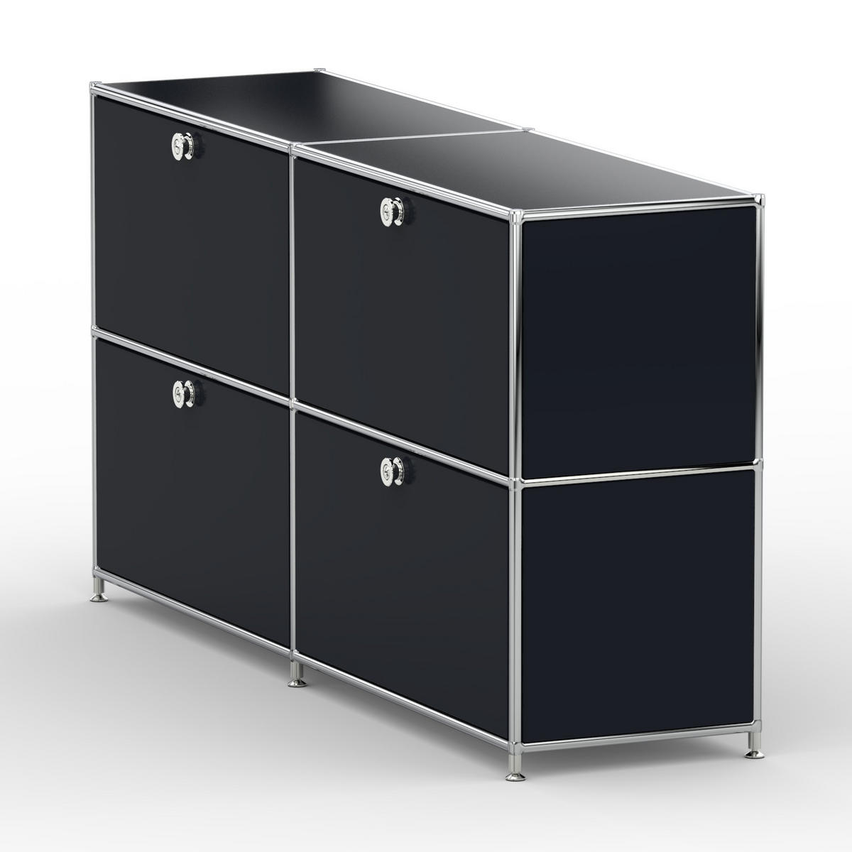 AKTENSCHRANK, 4 Klappen & Schloss, Breite 152 cm, Graphitschwarz - Chromfarben/Silberfarben, Metall (40/80.5/152.2cm) - Versee