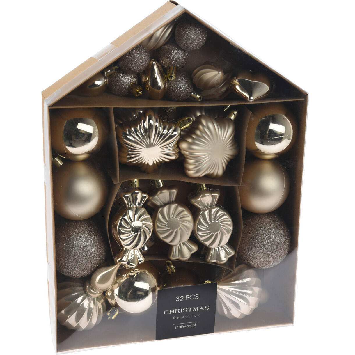 WEIHNACHTSKUGELN Set 32 Stück - Creme, Kunststoff (24/32/6cm) - Home Styling Collection