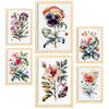 POSTER Set Mit 6 Dunkle Blumen Größe A3 & A4 Rahmen aus hellem Holz - Beige, Papier (29.7/1cm) - Nacnic