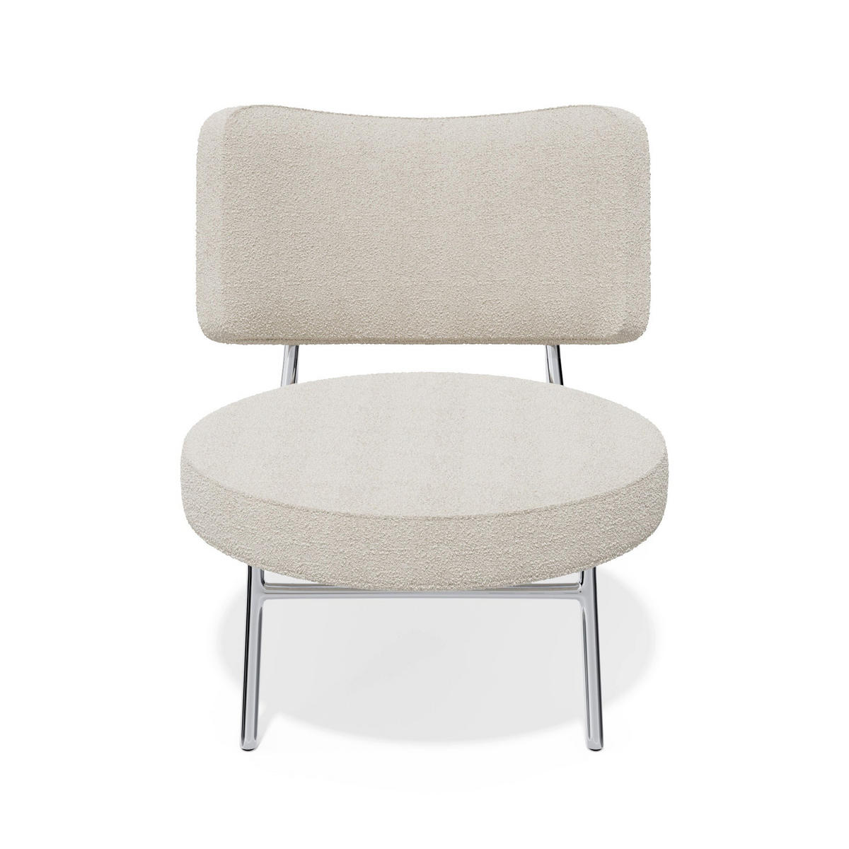 SESSEL Bouclé-Stoff 60cm - Creme, Textil (60/70/71cm) - Sia Home