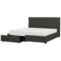 BETT mit Schubladen 180/200 cm Stoff Dunkelgrau La Rochelle - Dunkelgrau, Textil (180/200cm) - Beliani