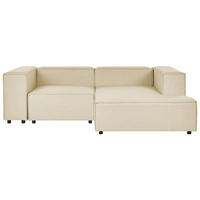 2-SITZER-ECKSOFA Leinen beige rechtsseitig Aprica - Beige/Schwarz, Textil (238/180cm) - Beliani