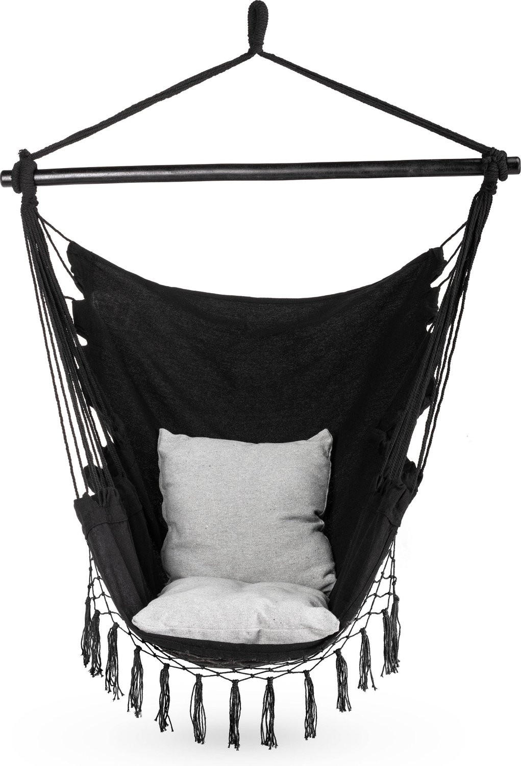 HÄNGESESSEL mit 2 Kissen 75/100/130 cm, bis 140 kg - Schwarz/Weiß, Textil (100/130/75cm) - Outtec