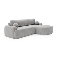 ECKSOFA Cloudy Hellgrau, Sofa aus Velourstoff mit Kissen, rechte seite - Hellgrau, Holzwerkstoff/Textil (261/177cm) - Bettso