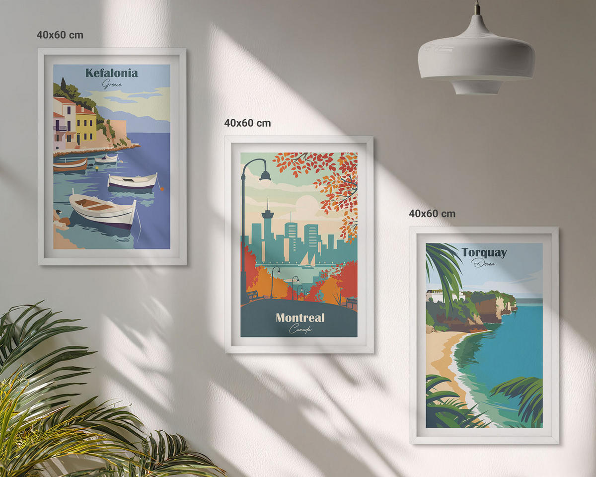 WANDBILDER 3er-Set - 40x60 cm Weißer Rahmen - Stadtansichten aus Griechenland, Kanada und Australien - Weiß, Kunststoff (40/60cm) - ArtPrintCave