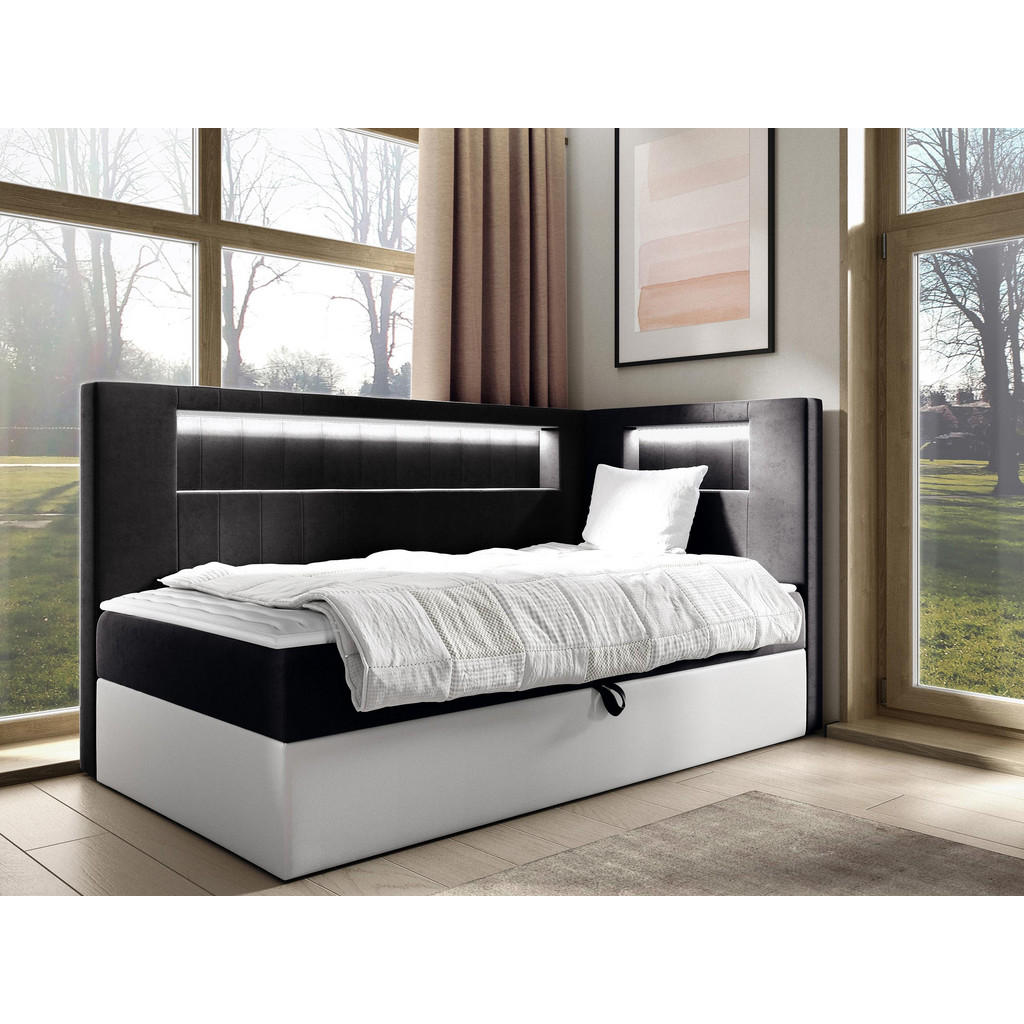 Thumbnail - Mirjan24 Boxbett, Weiß, Schwarz, Holz, 80x200 cm, Schlafzimmer, Betten, Boxspringbetten