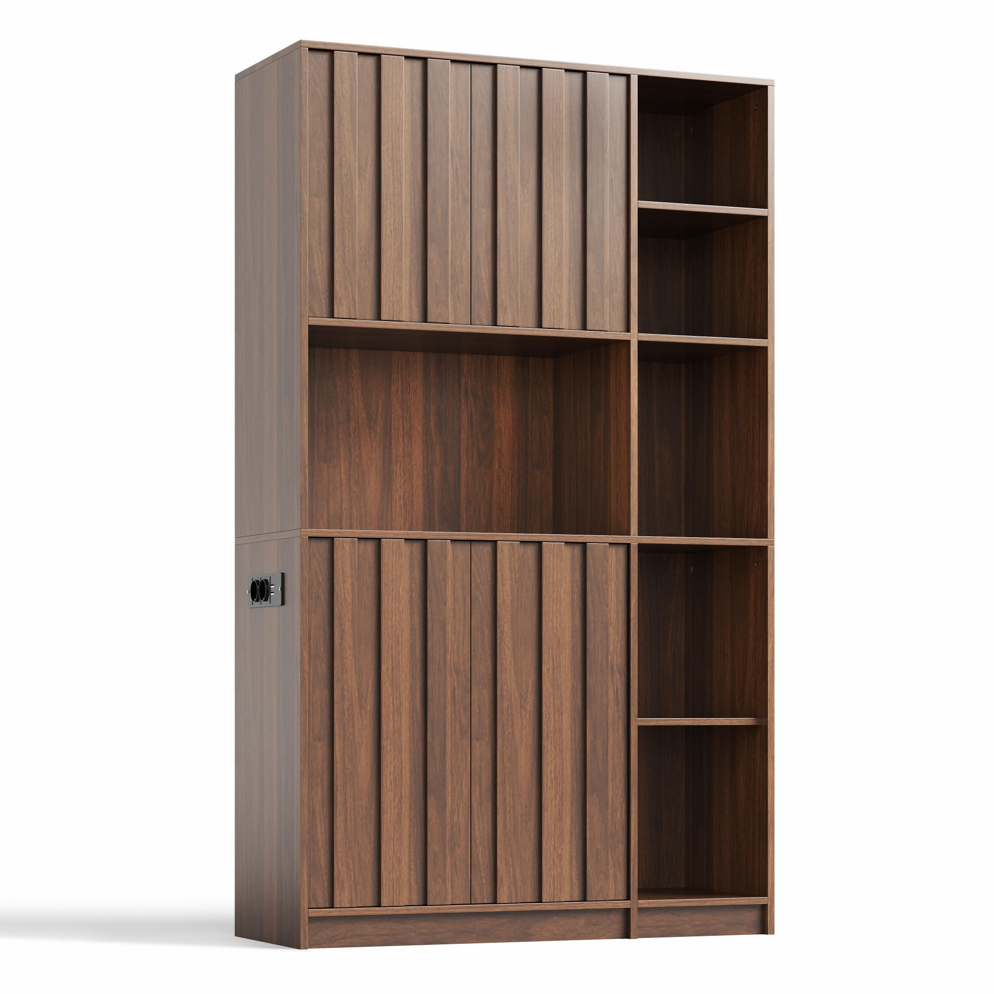 HIGHBOARD DE-38703 105/40/180 cm LED-Beleuchtung und Steckdose Walnuss - Walnussfarben, Holzwerkstoff (105/180/40cm) - ComfortXL