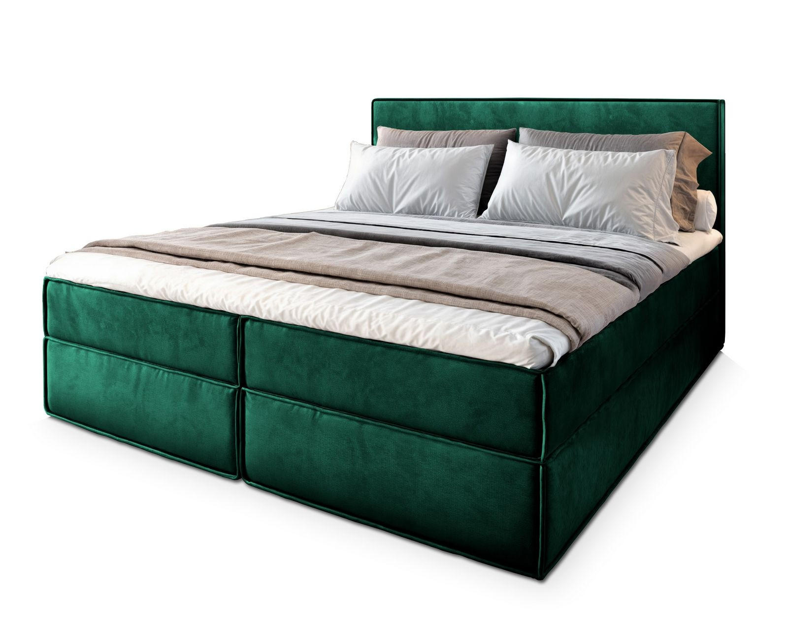 POSTEL BOXSPRING PELLIO 160x200 cm, s matrací a úložným prostorem, tmavě zelená - tmavě zelená, kompozitní dřevo/textil (160/200cm) - MASSENO