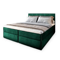 POSTEL BOXSPRING PELLIO 160x200 cm, s matrací a úložným prostorem, tmavě zelená - tmavě zelená, kompozitní dřevo/textil (160/200cm) - MASSENO