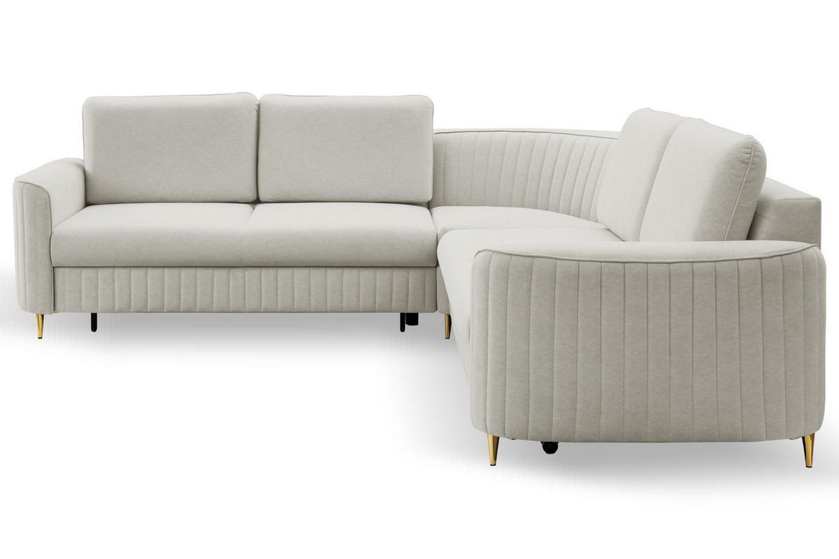 ECKSOFA LAREN, modernes Schlafsofa mit Stauraum, Plastikfüße, L-förmig, lose Rückenkissen freistehend, LINKS 251x252x85 cm Silver-coloured - Silberfarben, Holz/Textil (251/252cm) - DomoHome