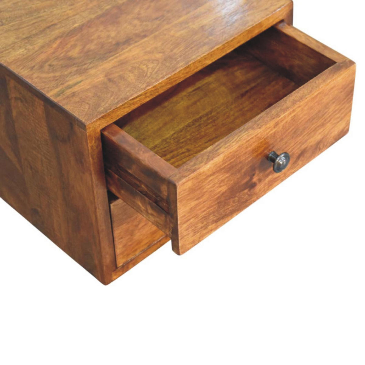 NACHTTISCH Solis, wandmontiert, Braun. - Messingfarben/Braun, Mangoholz/Holz (30/24/35cm) - Artisan Furniture
