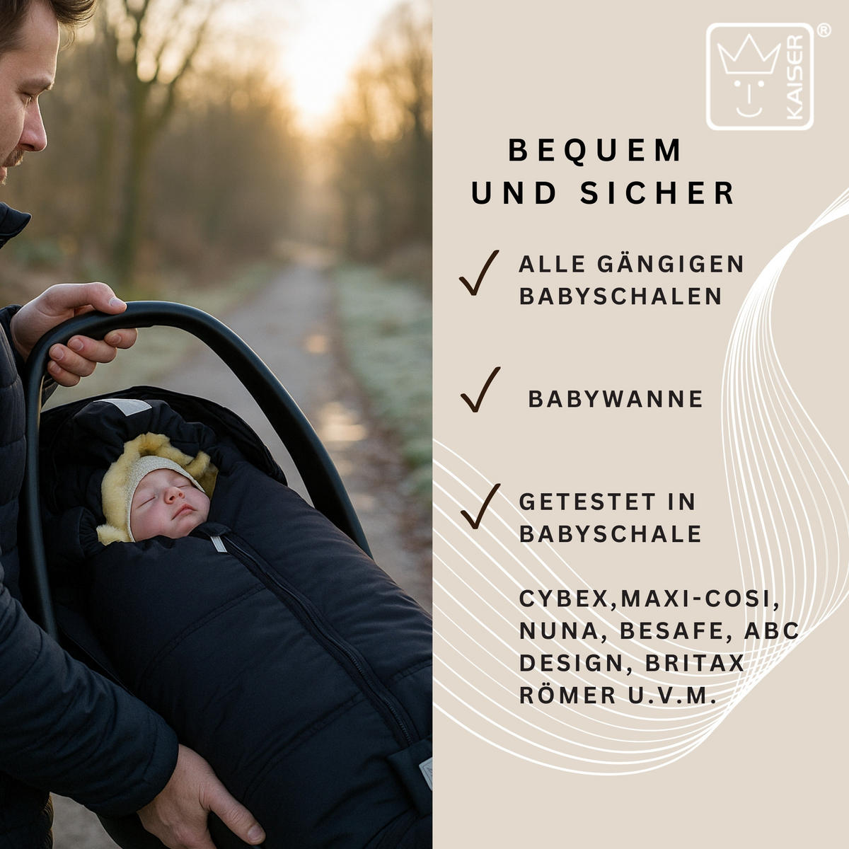 LAMMFELL-BABYSCHALENFUSSSACK Naadja, black - Schwarz, Fell (39/10/80cm) - Kaiserbaby