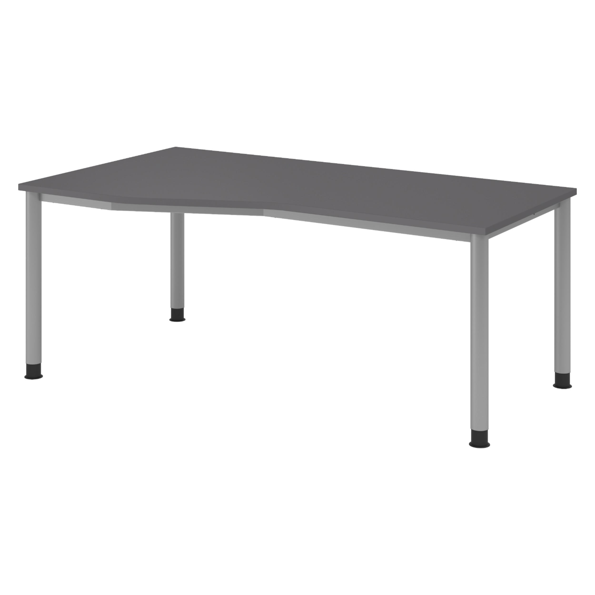 SCHREIBTISCH Serie-H Gestell: Silber 100/180/74 cm in Graphitfarben - Graphitfarben, Holzwerkstoff (100/180/74cm) - bümö