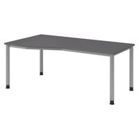 SCHREIBTISCH Serie-H Gestell: Silber 100/180/74 cm in Graphitfarben - Graphitfarben, Holzwerkstoff (100/180/74cm) - bümö