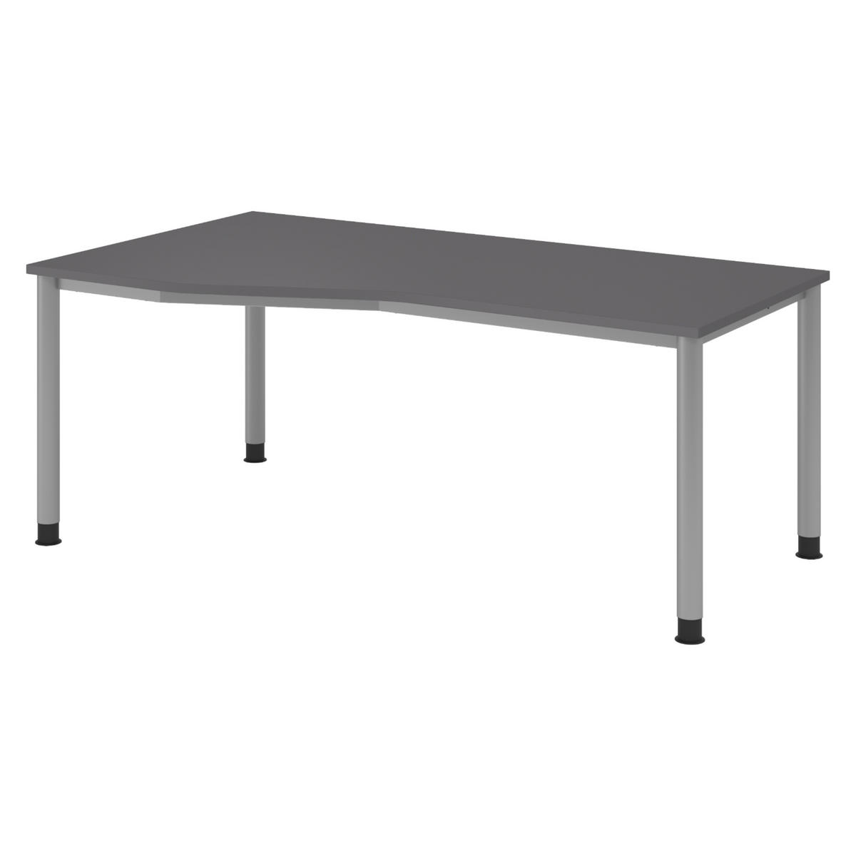 SCHREIBTISCH Serie-H Gestell: Silber 100/180/74 cm in Graphitfarben - Graphitfarben, Holzwerkstoff (100/180/74cm) - bümö