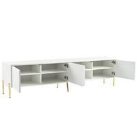 TV-ELEMENT 190/38/48 cm Weiß mit goldene Tischbeine und gerilltes Türdesign - Weiß, Holz (190/48/38cm) - Oxeza