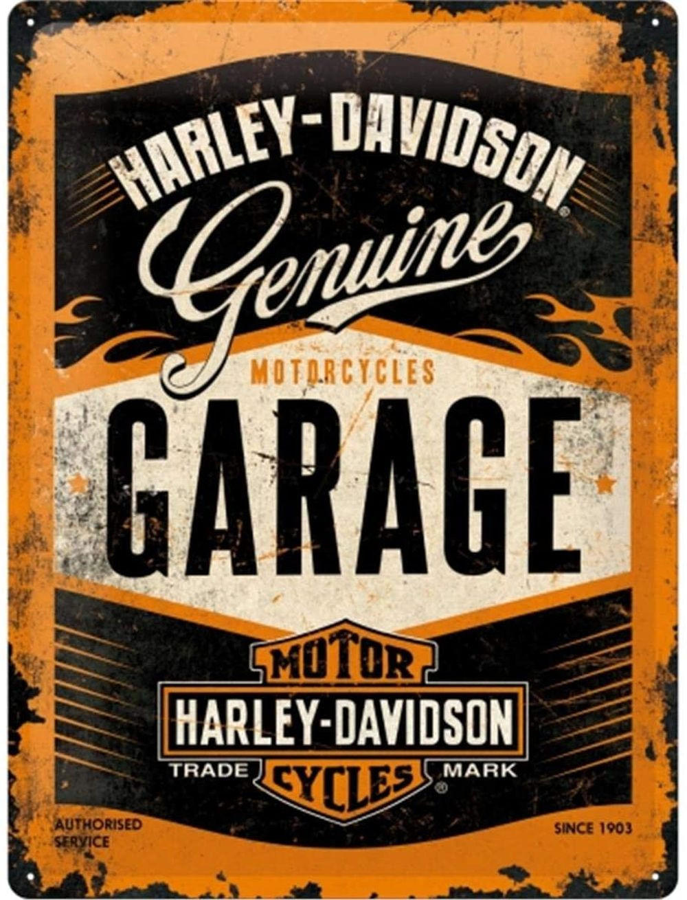 BLECHSCHILD 30/40 cm Harley-Davidson Garage - Multicolor, Metall (30/40/0.2cm) - Nostalgic-Art
