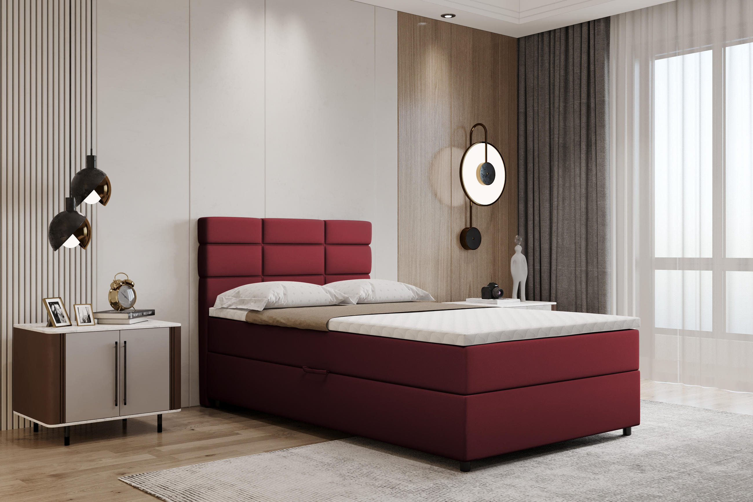 BOXBETT Reve 120 x 200 cm mit Bettkasten und Lattenrost ohne matratze - rot - Rot, Holz (120/200cm) - Panda Möbel
