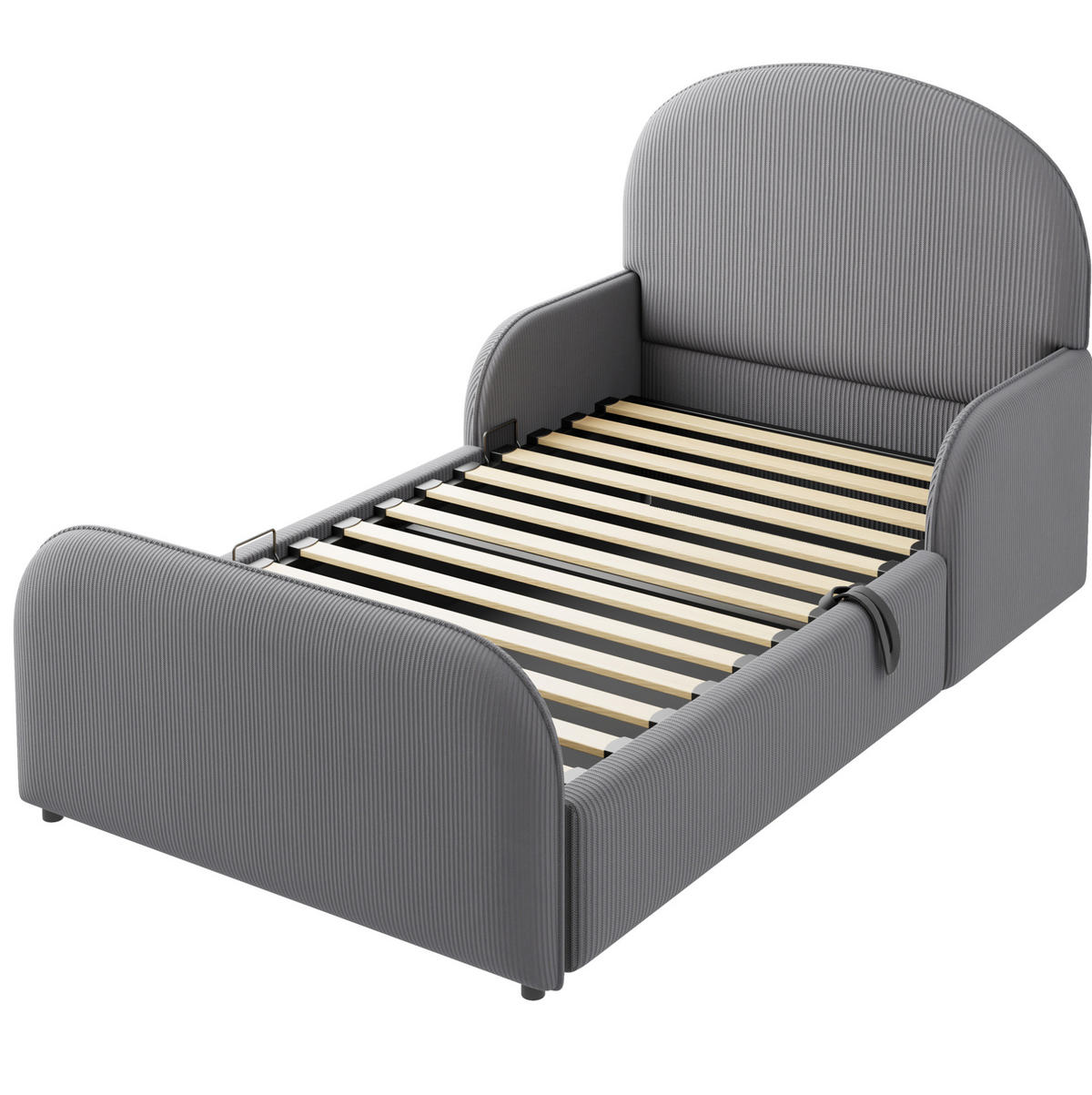 BETT mit hydraulischem Stauraum 90x200 cm Samt Grau - Grau, Metall (90/200cm) - Beauniv