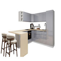 WINKELKÜCHE 240 cm x 280 cm - Aspen KA11-M280 - in Grau/Hochglanz - Grau, Holz (520/212/58cm)