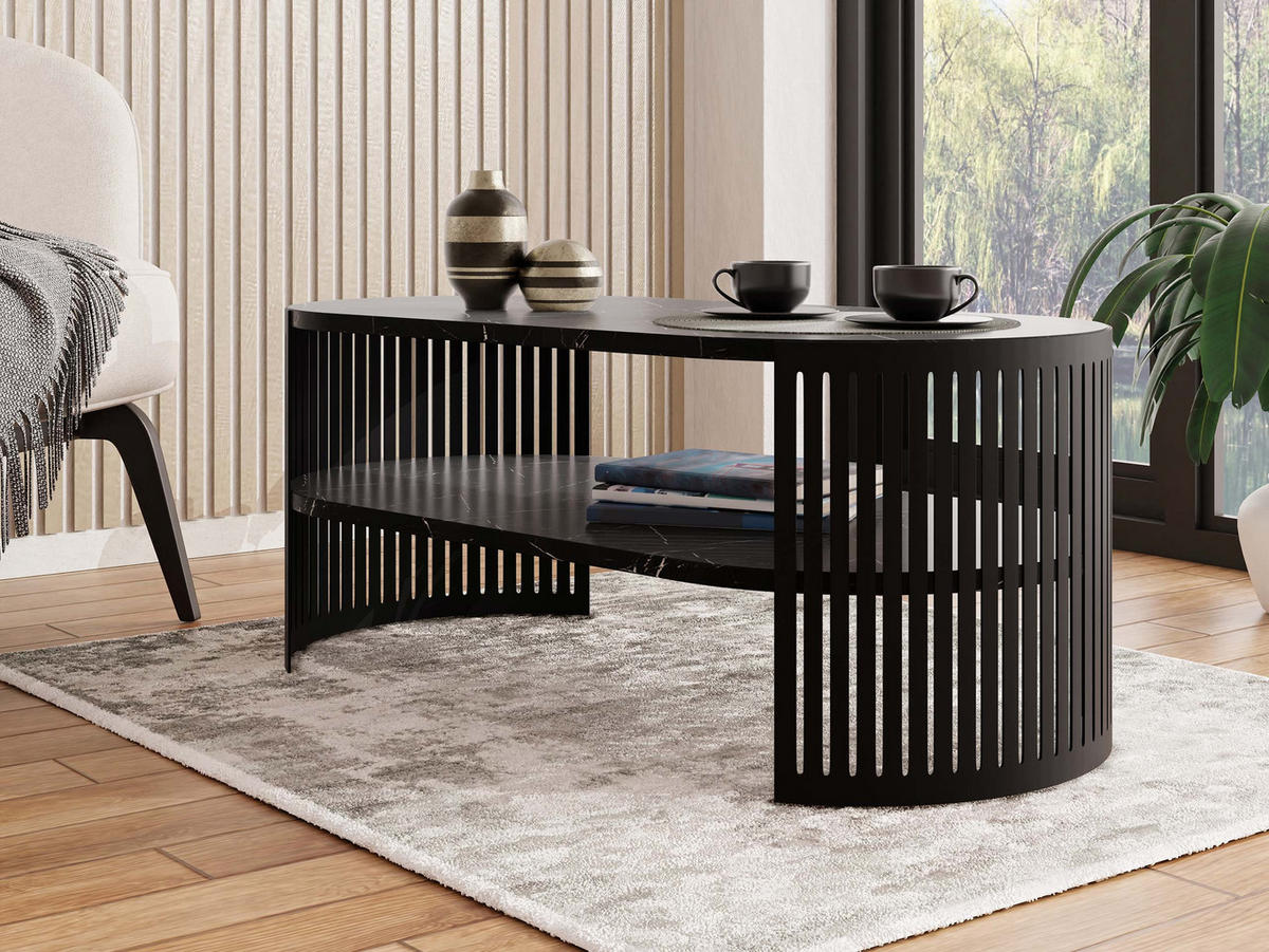 COUCHSITCH Fikoli Oval I - Multicolor/Schwarz, Holzwerkstoff/Metall (100/50/40cm) - MIRJAN24