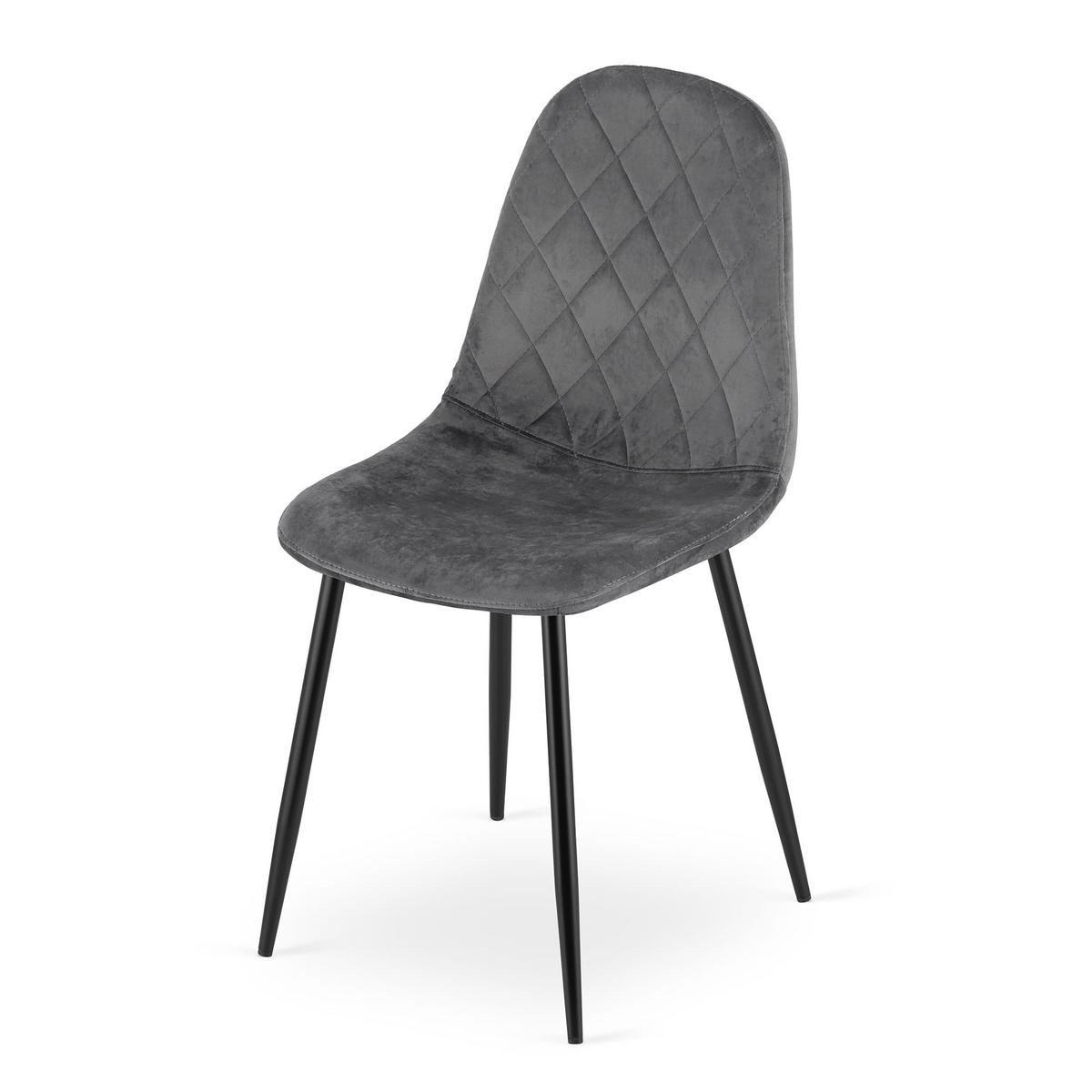 STUHL PIENZA 1 Stück, Grau, mit Samtstoff gepolstert - Anthrazit, Textil/Metall (45/88/51cm) - Komodee