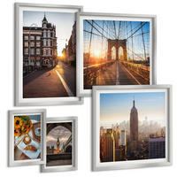 BILDER SET 5er Set - 50x50 cm & 20x30 cm & 40x60 cm Silberner Rahmen - Venezianische Straßen Wasserarchitektur - Silberfarben, Kunststoff (40/60cm) - TULUP