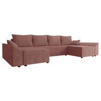 WOHNLANDSCHAFT Dante U Cord - Schwarz/Rosa, Holz/Kunststoff (310/82/140cm) - MIRJAN24