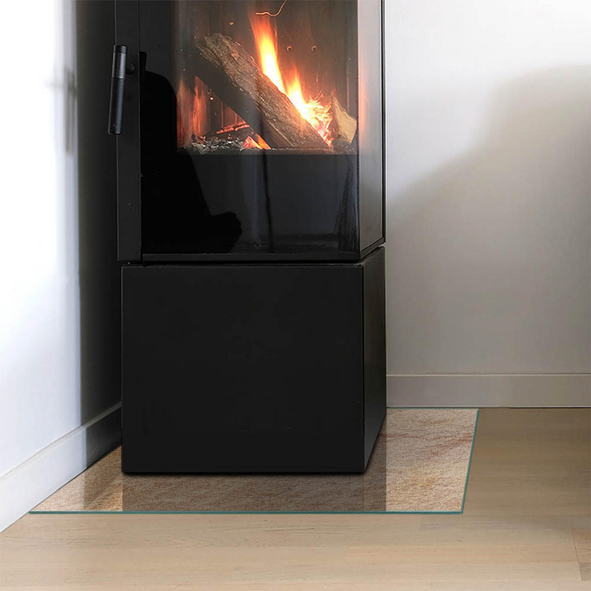 GLASPLATTE für Kamin 50x50 cm - Beige, Glas (50/50/0.4cm) - TULUP