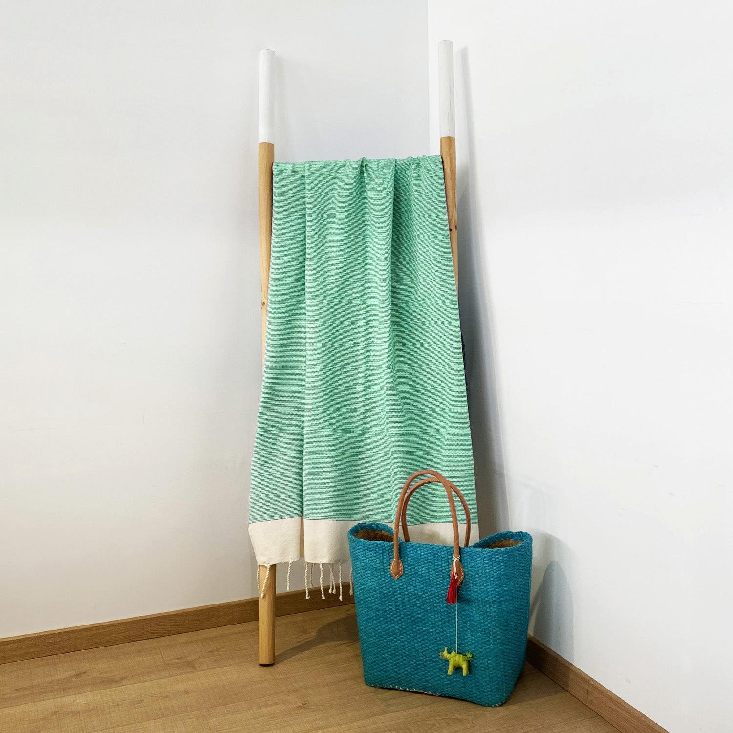 HAMAMTUCH Traditionelles Waffelgewebe Blau 200x200 190g/m² - Athena Türkis XL - Türkis, Textil (200/200cm) - LE COMPTOIR DE LA PLAGE