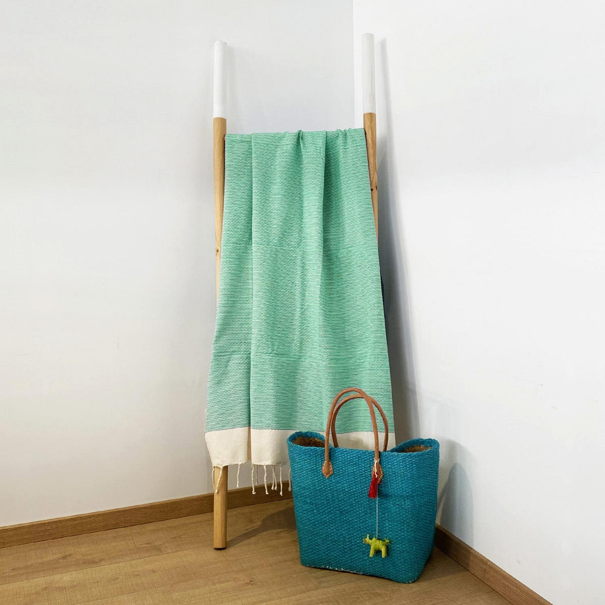 HAMAMTUCH Traditionelles Waffelgewebe Blau 200x200 190g/m² - Athena Türkis XL - Türkis, Textil (200/200cm) - LE COMPTOIR DE LA PLAGE