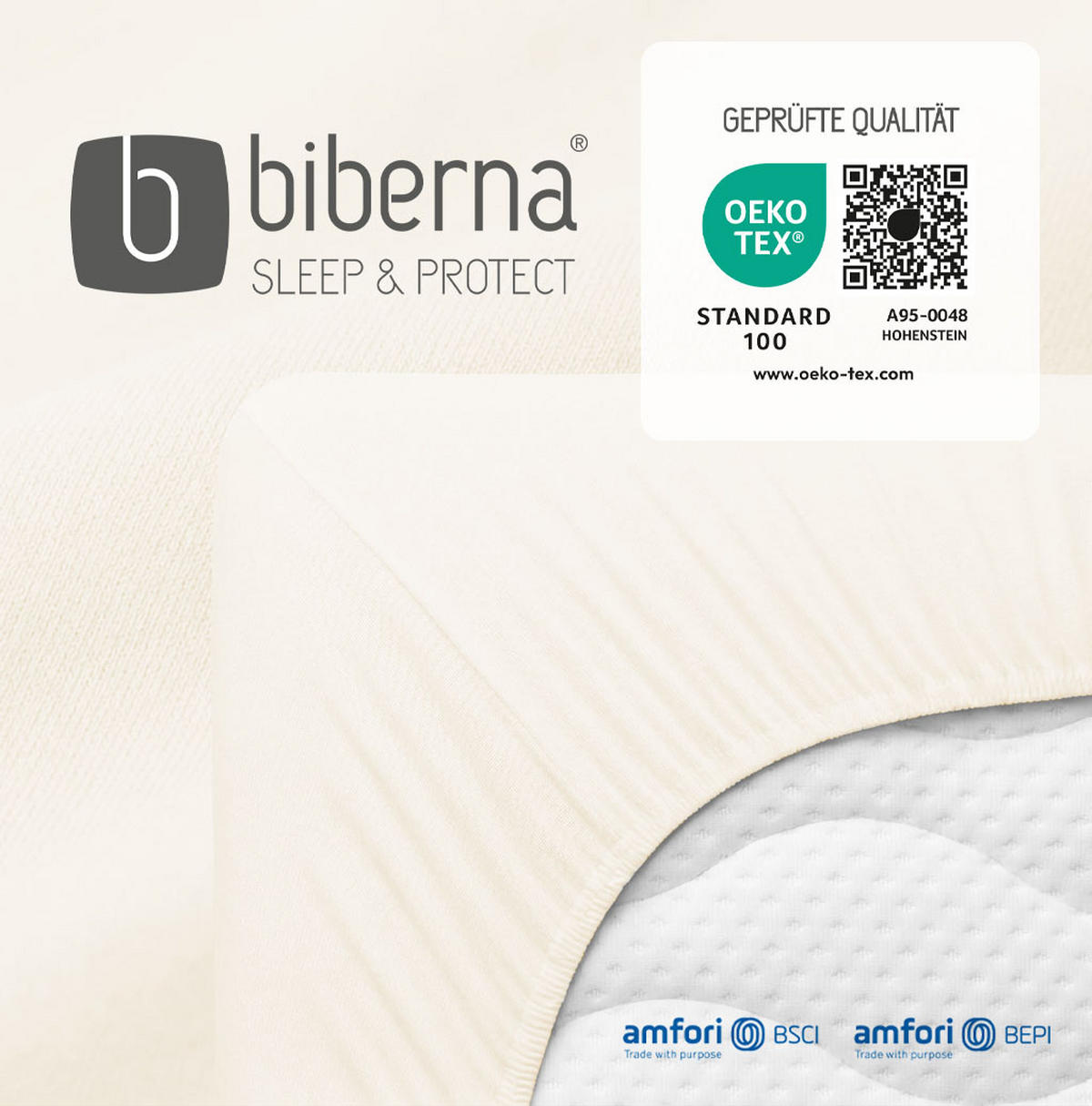 SPANNBETTTUCH Basic Jersey natur, 90x190 cm - 100x200 cm - Naturfarben, Textil (100/200cm) - biberna Sleep & Protect