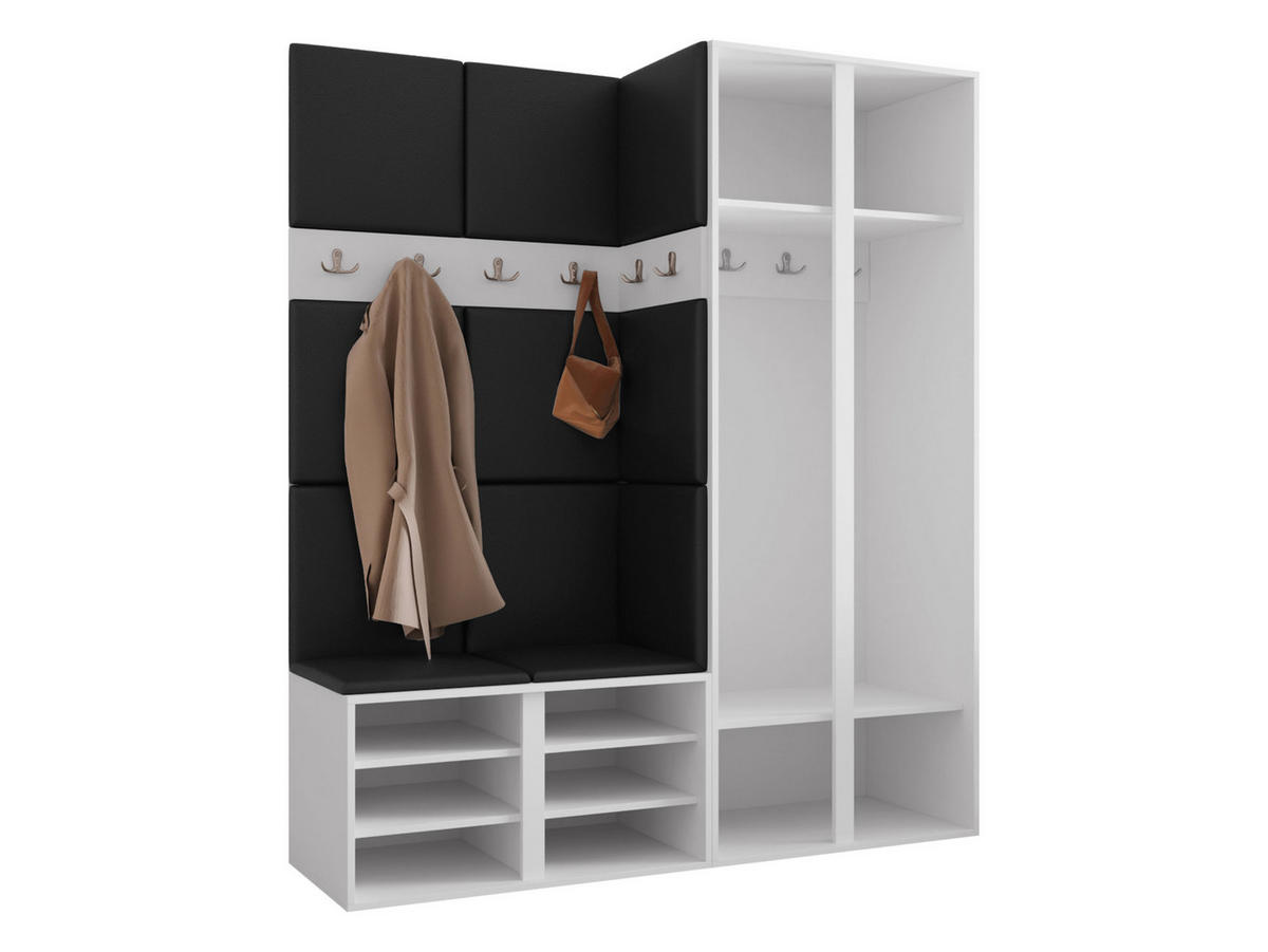 GARDEROBEN-SET Orion III - Anthrazit/Nussbaumfarben, Holzwerkstoff/Kunststoff (158/186/46cm) - MIRJAN24