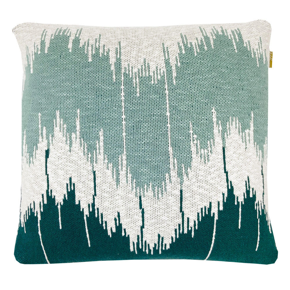 DEKOKISSEN Welle gestrickt Grün 50x50 - Grün, Textil (50/50/12cm) - Malagoon