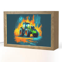 NACHTTISCHLAMPE Abstrakt - Traktor - Grün 30x20 cm - Dunkelblau, Holzwerkstoff (8/30/20cm)