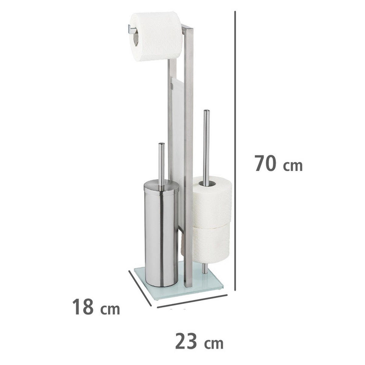TOILETTENPAPIERSTÄNDER mit Ersatzrollenhalter Rivalta 23/18/70 cm - Silberfarben, Metall (18/70/23cm) - Wenko