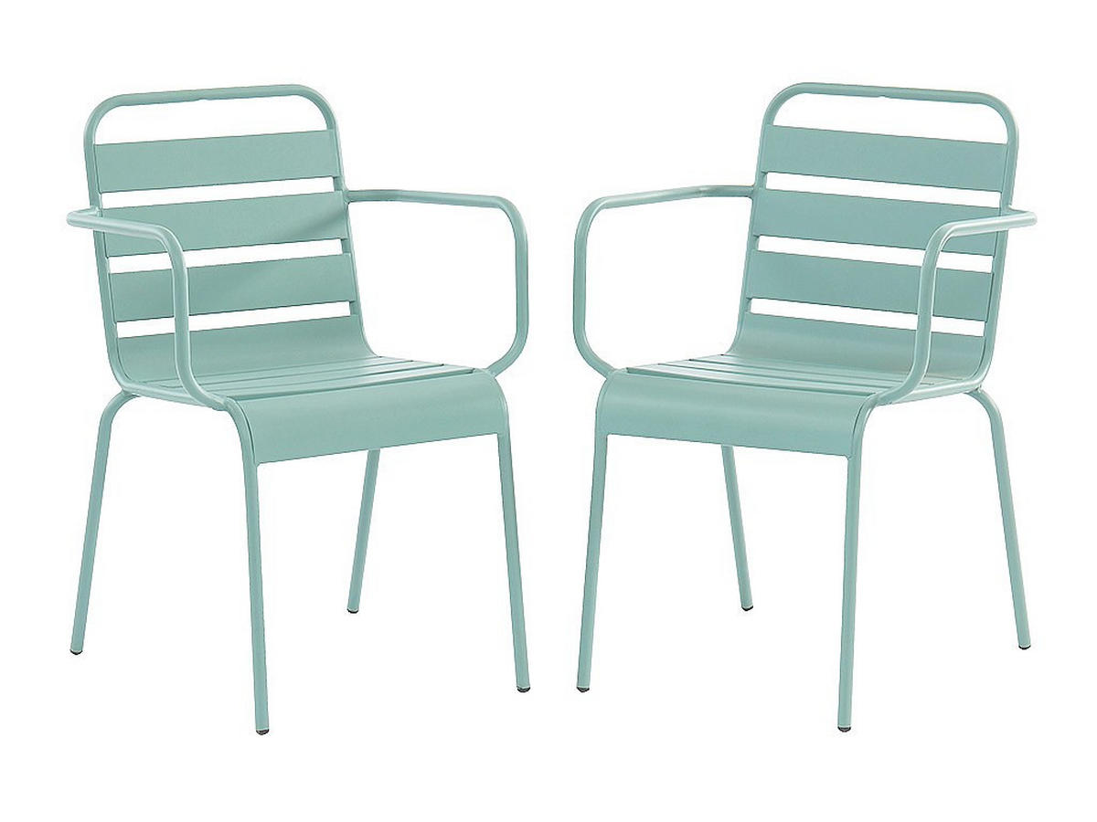 GARTENESSGRUPPE im Set - 4 -Sitzer - Stahl - mandelgrün - MIRMANDE - Grün, Metall - Vente-Unique
