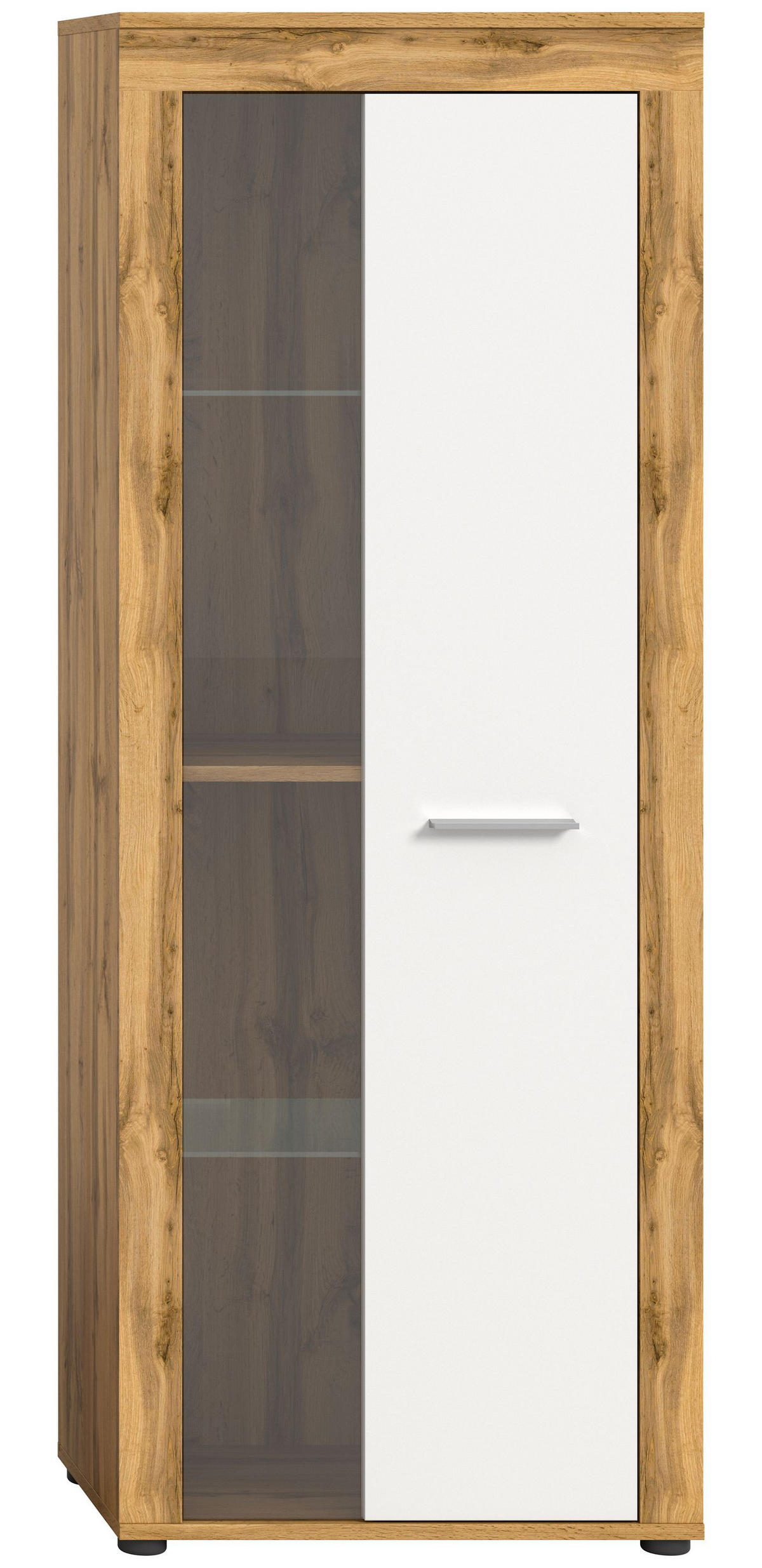 VITRINE JAM (B/H/T: ca. 60/159/35 cm) in Wotan Eiche Nachbildung/weiß - Eiche Wotan, Holzwerkstoff (60/159/35cm)