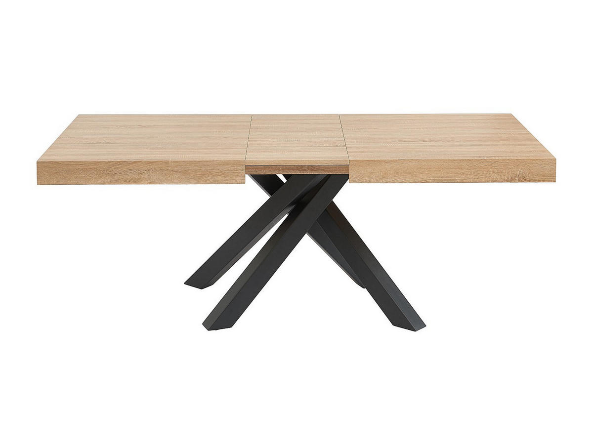 ESSTISCH ausziehbar - 6 bis 10 Personen - MDF & Metall - Naturfarben & Schwarz - CATONAV - Schwarz/Naturfarben, Holz (240/90/75cm) - Vente-Unique