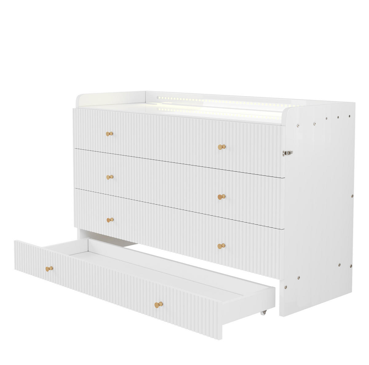 SKLÁPĚCÍ postel 140/200 cm bílá z MDF s LED osvětlením USB a zásuvkou - bílá, kompozitní dřevo (140/200cm) - OKWISH