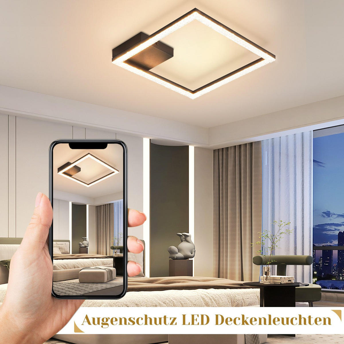 DECKENLEUCHTE LED Warmweiß Kristall Metall Wohnzimmer Flur 30CM - Weiß, Kunststoff (30/30/5cm) - ZMH