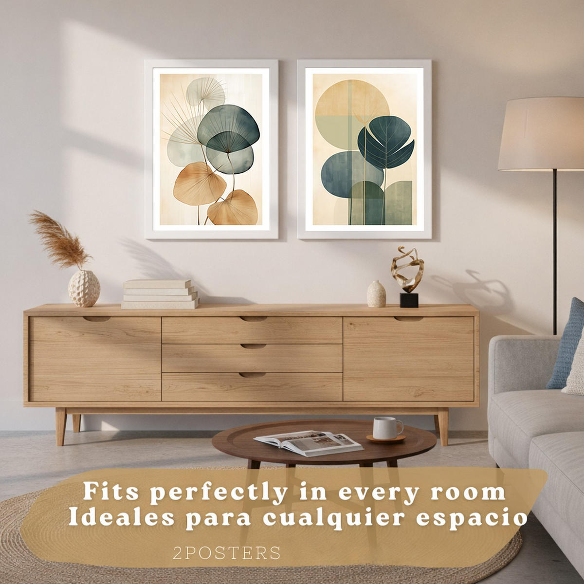 PLAKAT Sada 2 Abstrakt A3 bez rámu - čirá, papír (29.7/1/42cm) - Nacnic