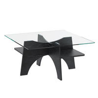 COUCHTISCH aus MDF und Glas 80x80x40 cm in Schwarz mit Ablagefach - Schwarz, Glas (80/80/40cm) - Modfu